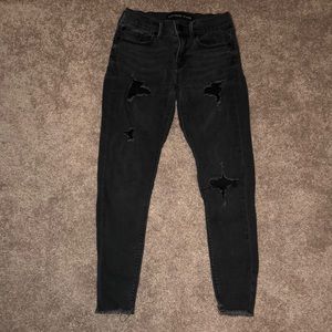 Express black legging jeans destroyed look